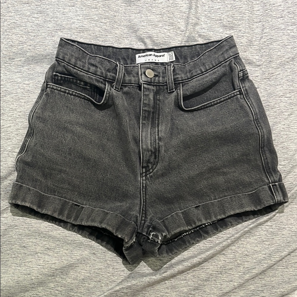 American Apparel Gray Jean Shorts High-Waisted Vintage Style